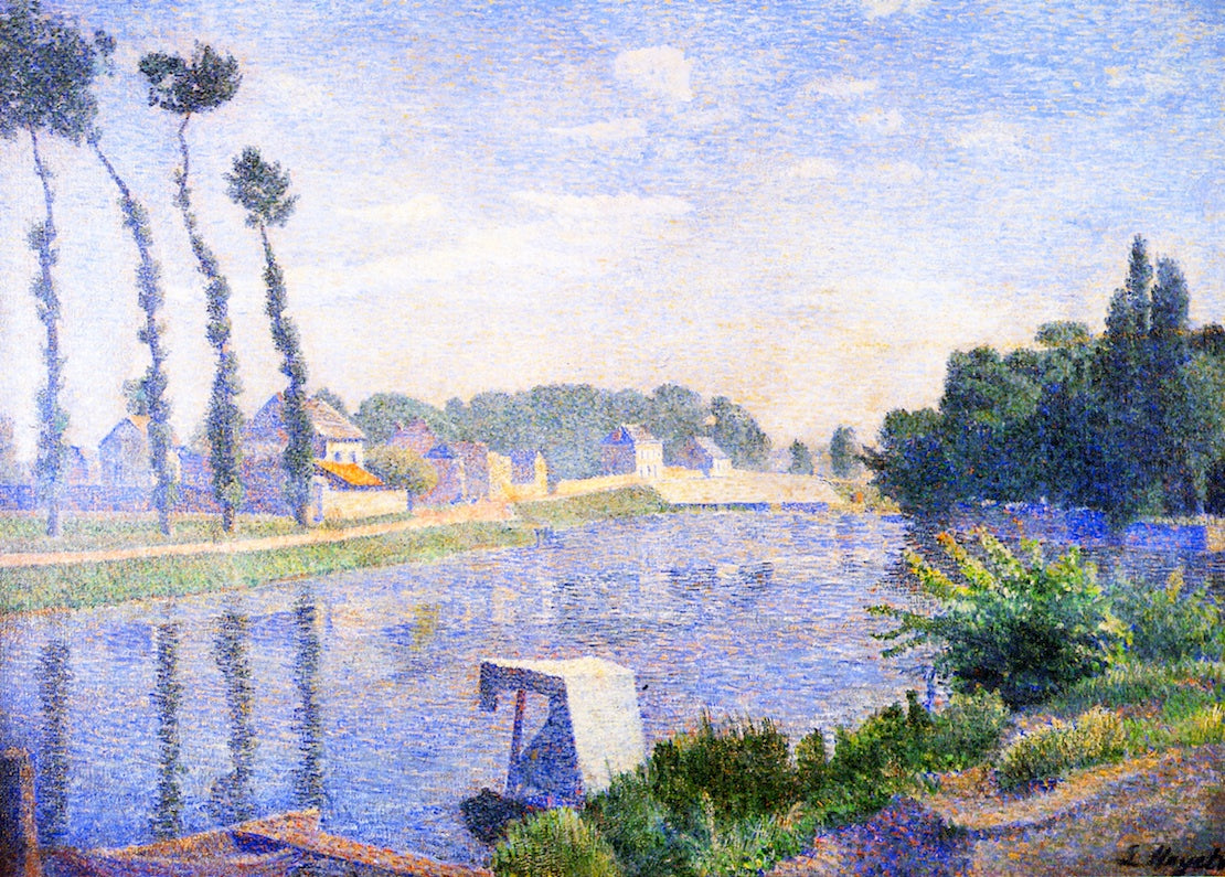 Banks of the Oise, Pointose, vintage artwork by Louis Hayet, 12x8" (A4) Poster