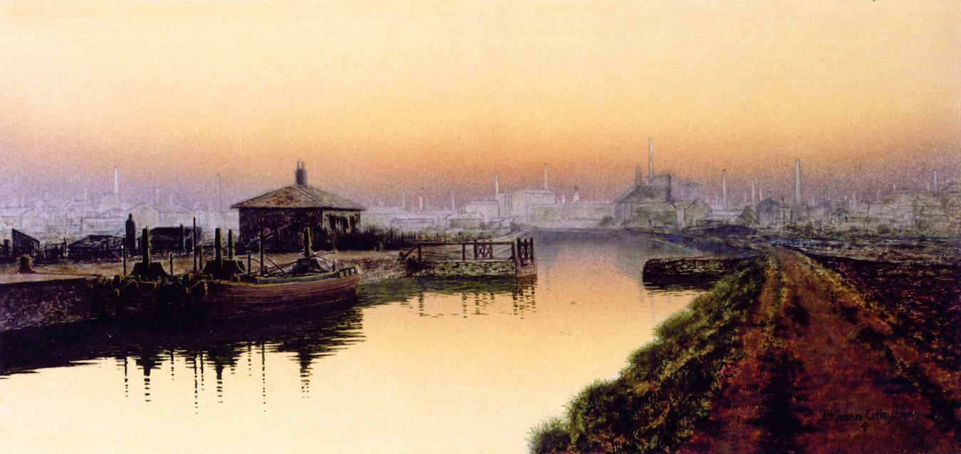 Knostrop Cut, Leeds, Sunday Night, vintage artwork by John Atkinson Grimshaw, 12x8" (A4) Poster