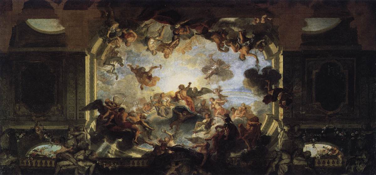 Assembly of the Gods, vintage artwork by Antoine Coypel II, 12x8" (A4) Poster