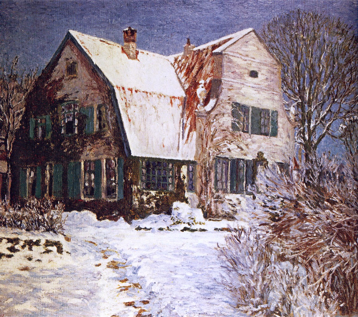Barkenhoff in the Snow, vintage artwork by Johann Heinrich Vogeler, 12x8" (A4) Poster