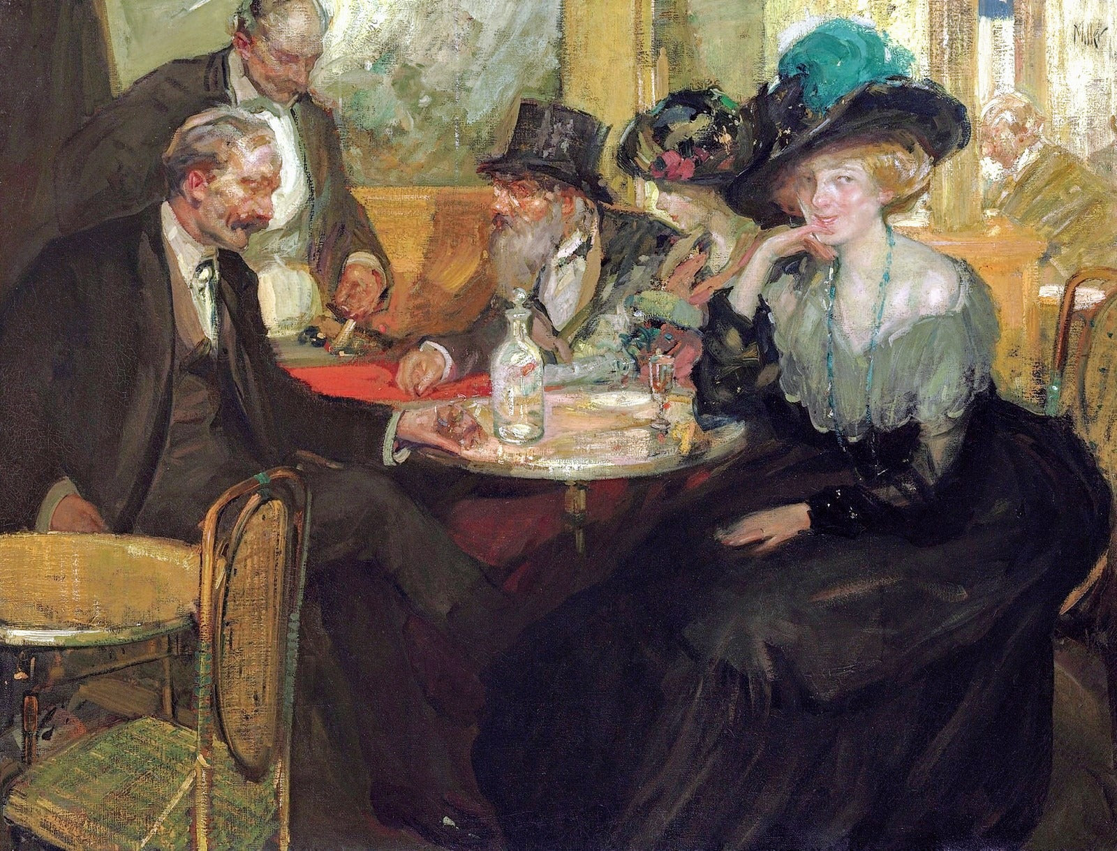 Cafe de Nuit, vintage artwork by Richard Edward Miller, 12x8" (A4) Poster
