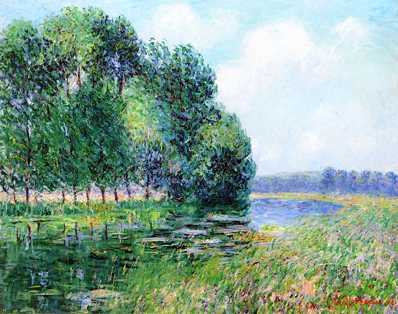 The Banks of the Eure, vintage artwork by Gustave Loiseau, 12x8" (A4) Poster
