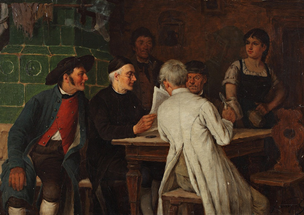 Reading in the Tavern by Josef Kinzel,A3(16x12")Poster