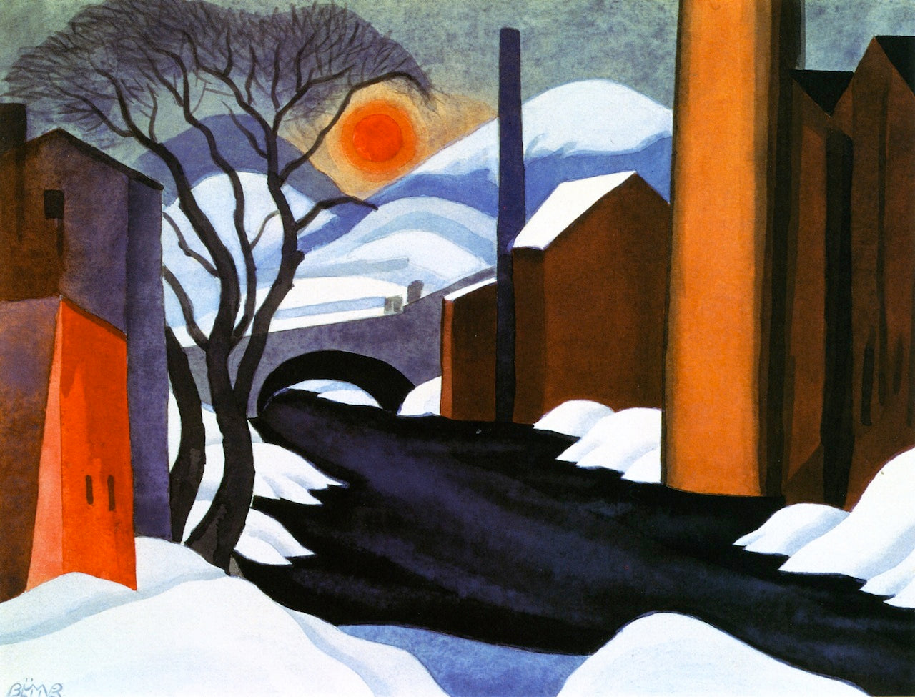 Mill Creek, vintage artwork by Oscar Bluemner, 12x8" (A4) Poster