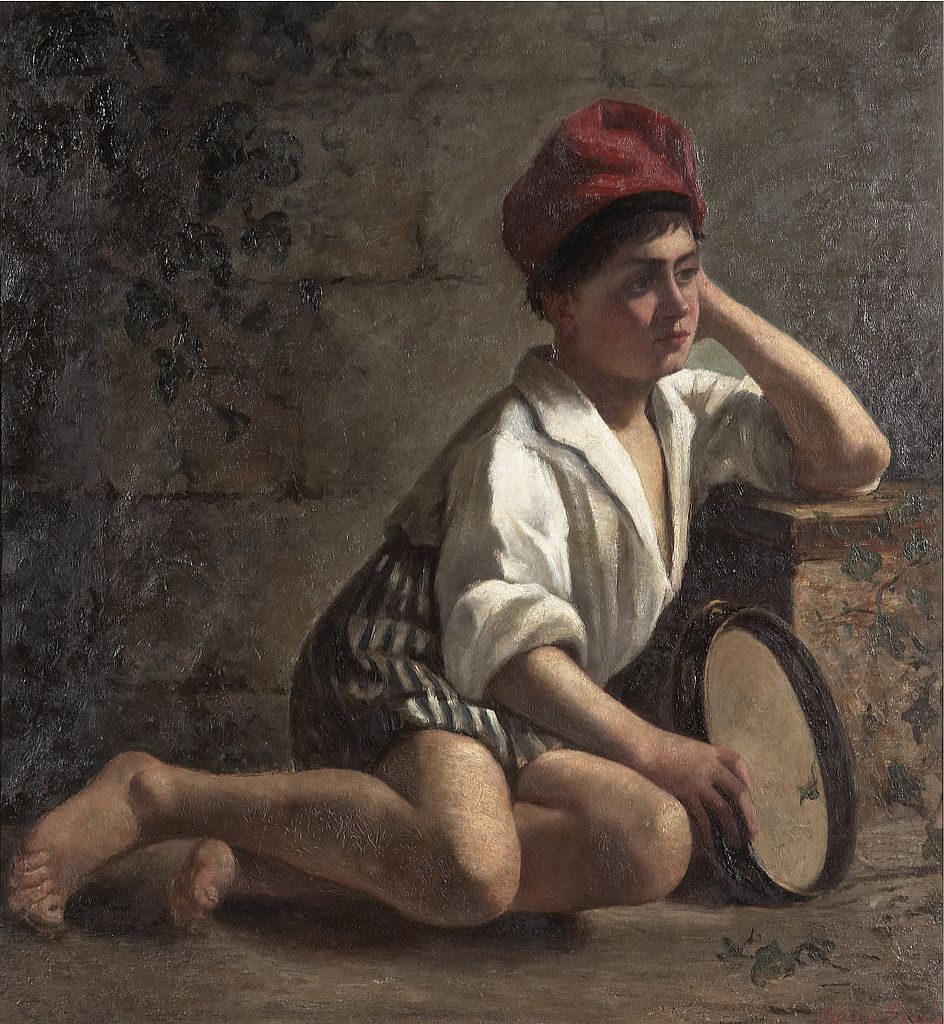 Boy with tambourine by Julia Beck,A3(16x12")Poster