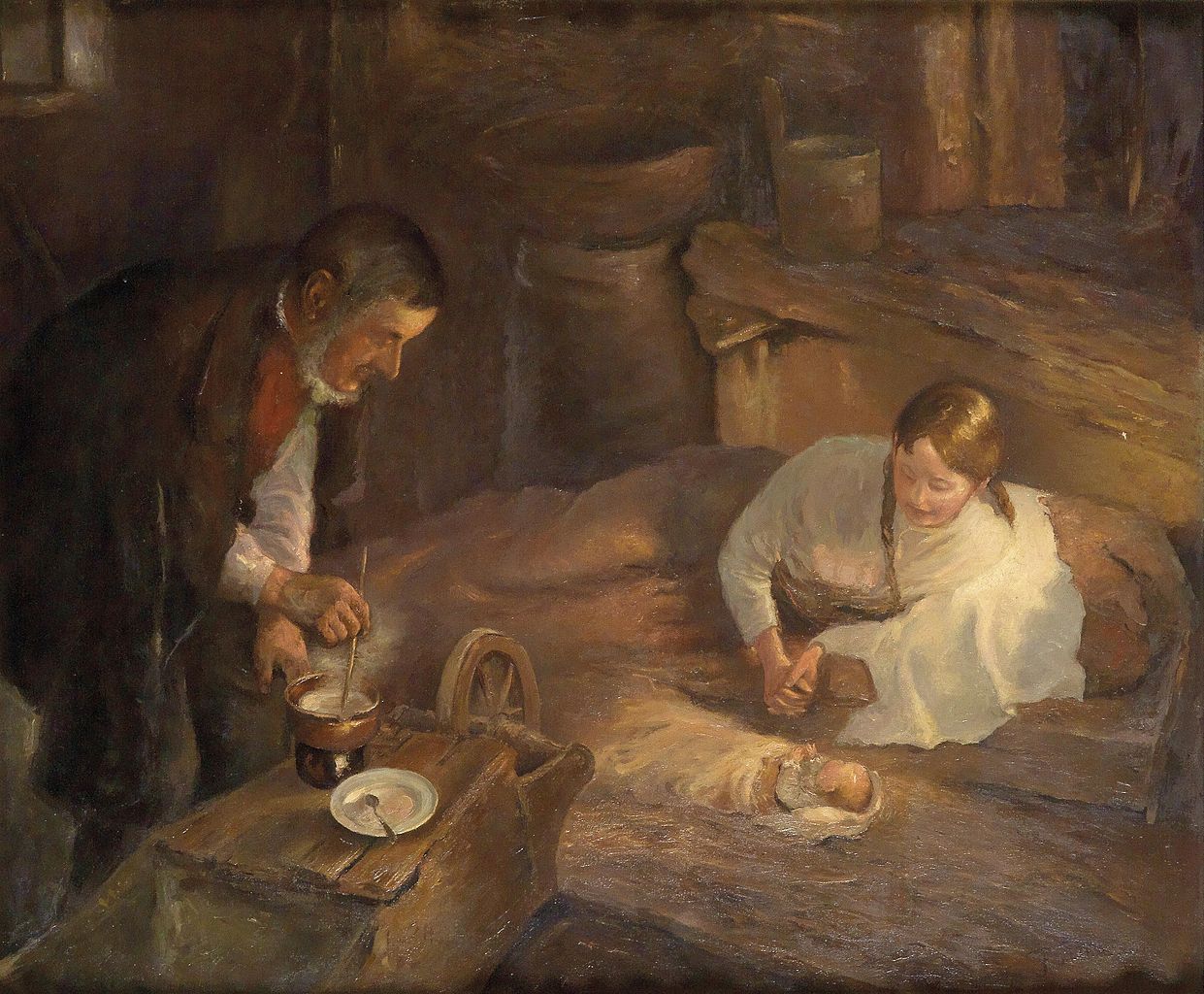 Christmas Night, vintage artwork by Fritz von Uhde, 12x8" (A4) Poster