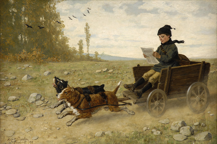 The Dog Cart, vintage artwork by Hubert Salentin, 12x8" (A4) Poster