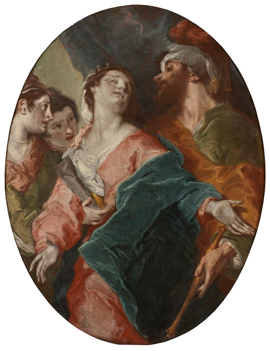 Esther and Ahasverus, vintage artwork by Giuseppe Bazzani, 12x8" (A4) Poster