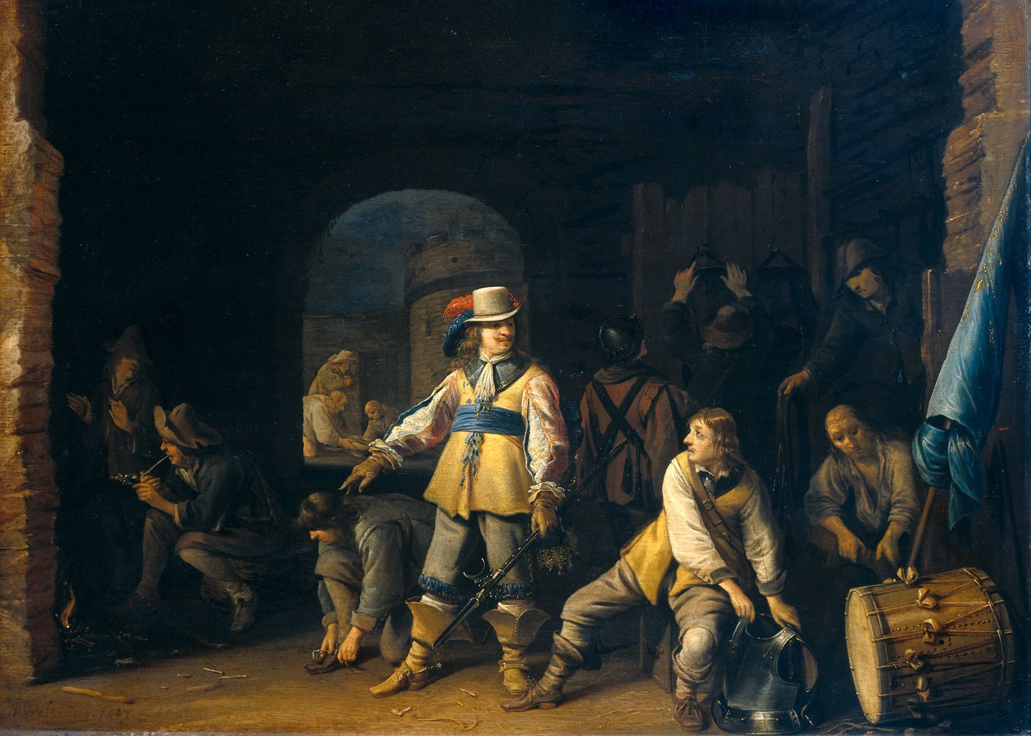 Nightwatch with Soldiers, vintage artwork by Anthonie Palamedesz, 12x8" (A4) Poster
