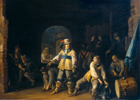 Nightwatch with Soldiers, vintage artwork by Anthonie Palamedesz, 12x8" (A4) Poster