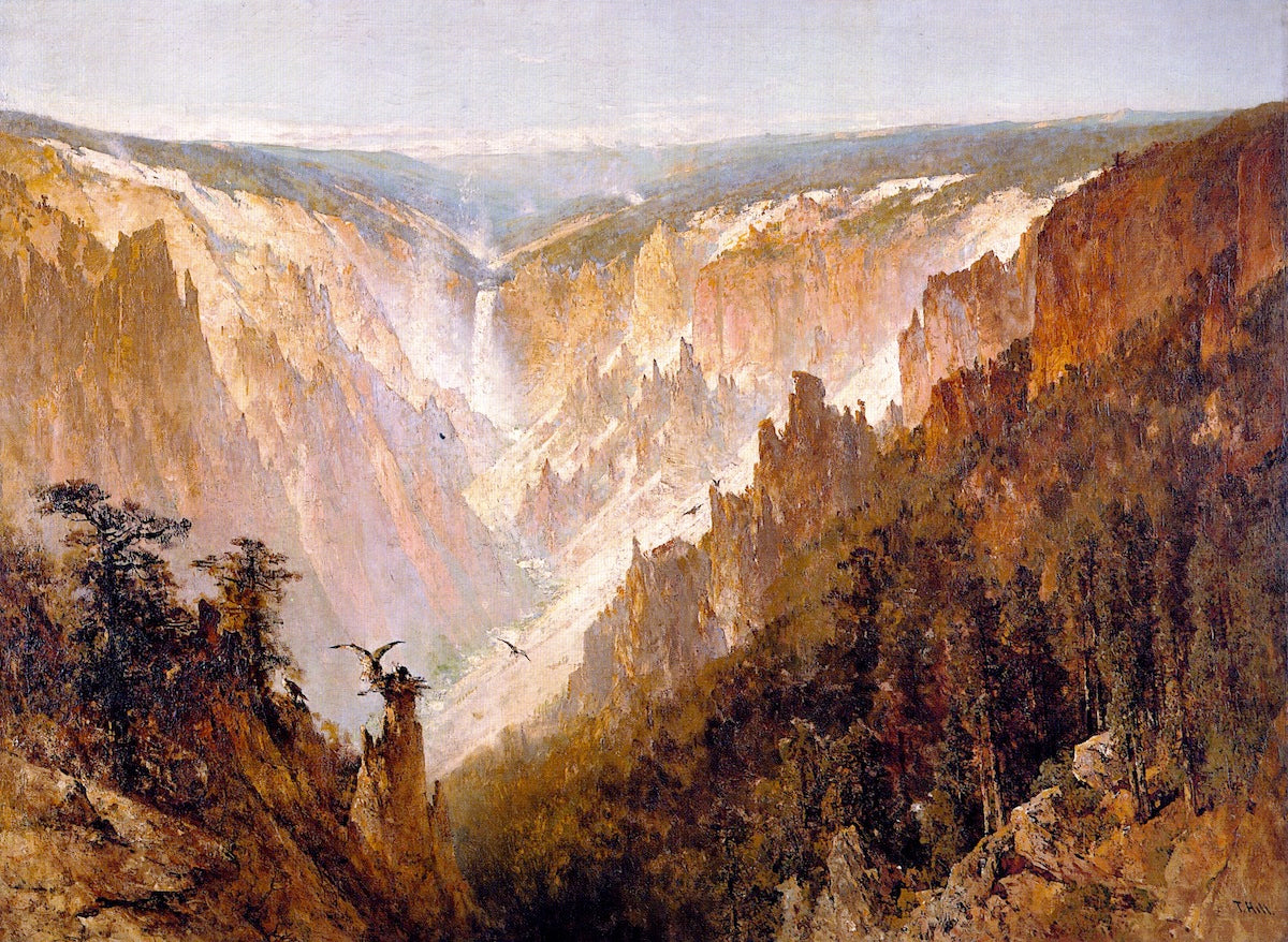 The Grand Canyon of the Yellowstone, vintage artwork by Thomas Hill, 12x8" (A4) Poster