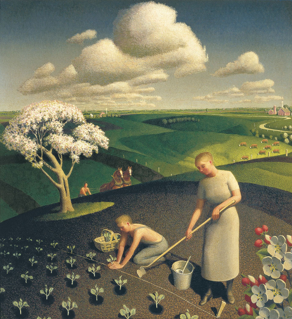 Spring in the Country, vintage artwork by Grant Wood, 12x8" (A4) Poster