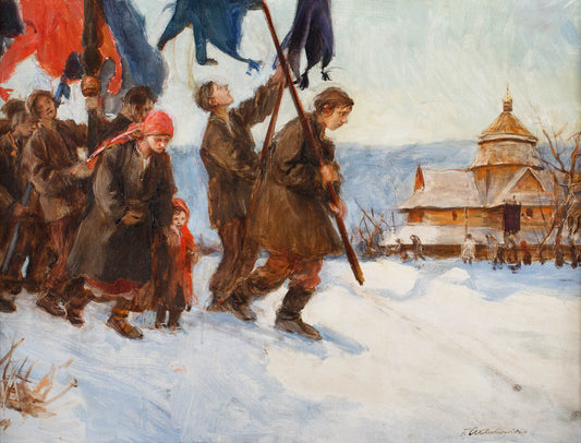 Procession of Hutsuls, vintage artwork by Theodor Axentowicz, 12x8" (A4) Poster