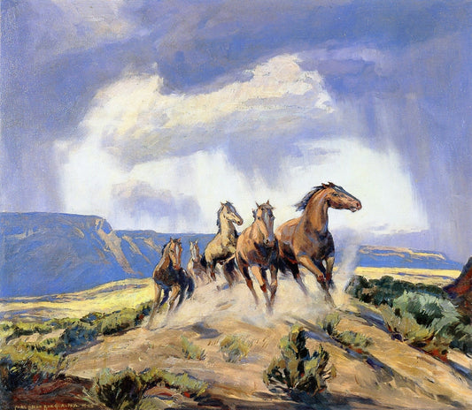 Wild Horses, Nevada by Carl Oscar Borg,16x12(A3) Poster