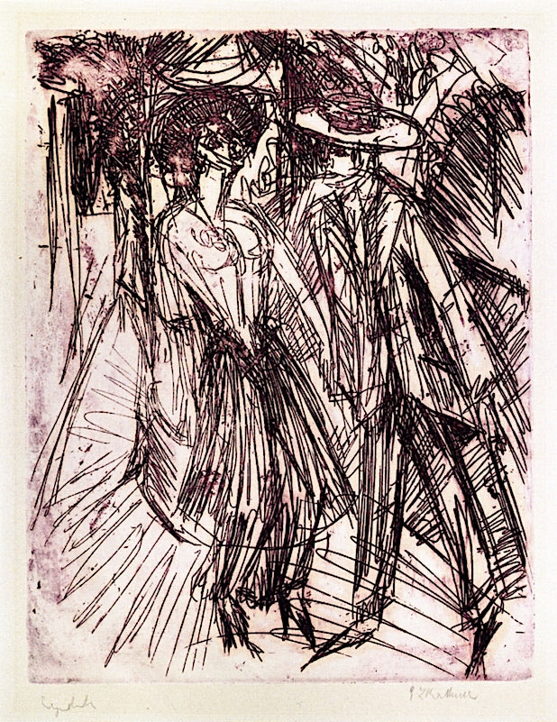 Cocotte Offering Herself, vintage artwork by Ernst Ludwig Kirchner, 12x8" (A4) Poster