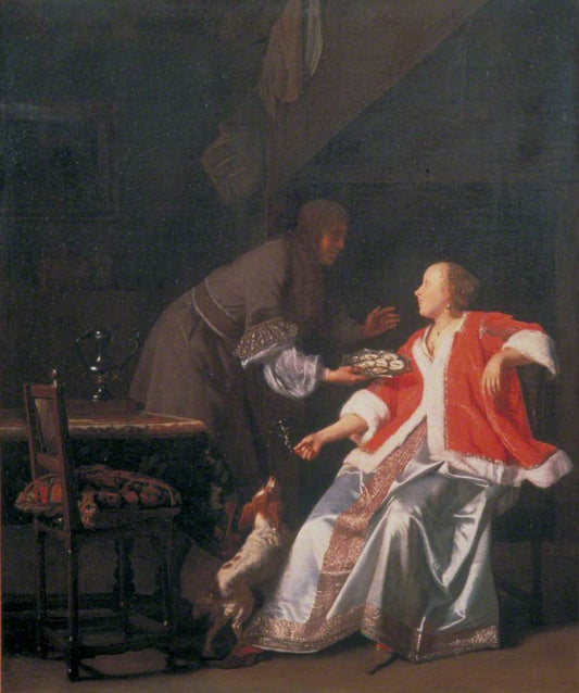 The Oyster Meal, vintage artwork by Jacob Ochtervelt, 12x8" (A4) Poster