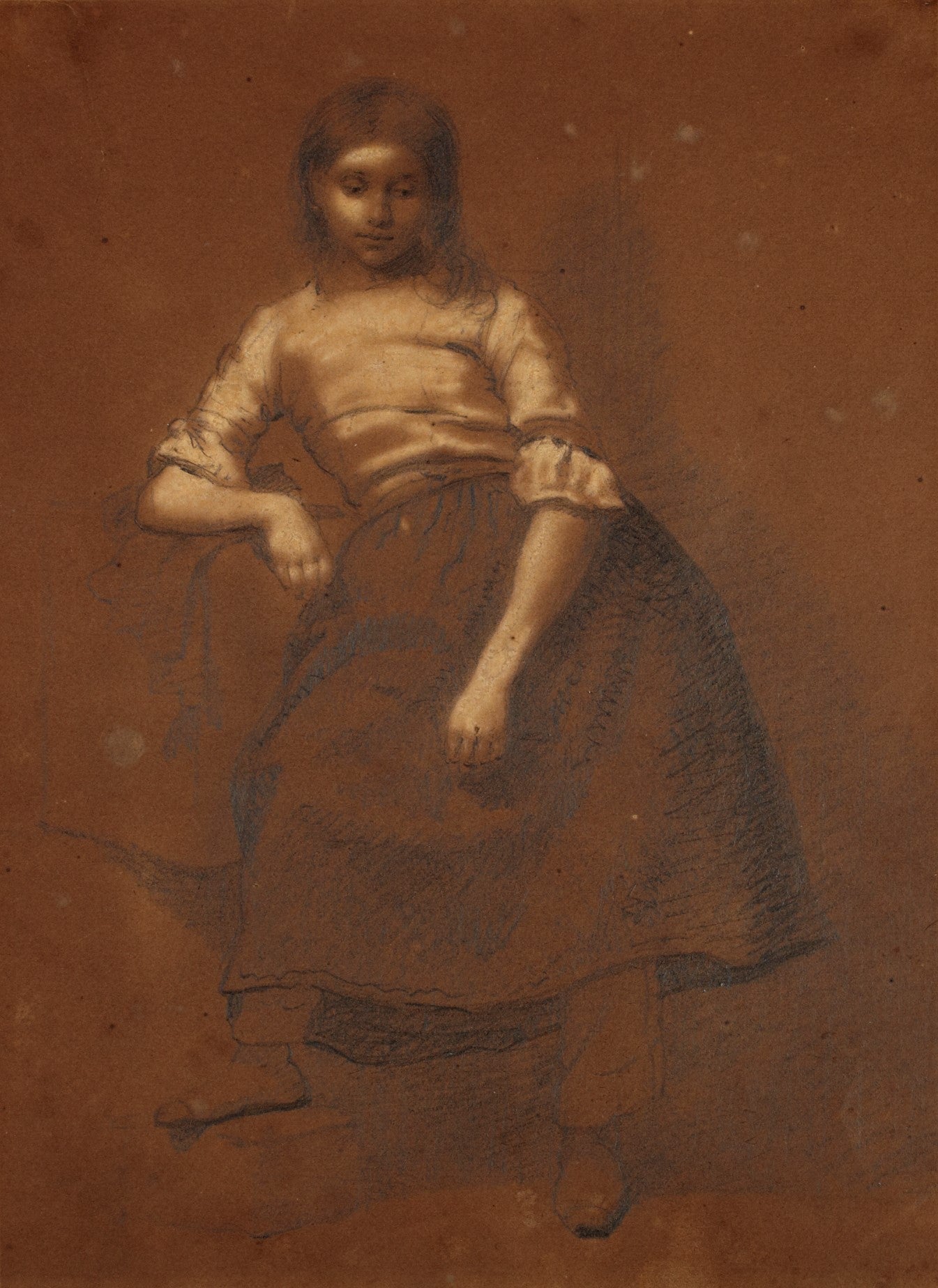 Dutch Peasant Girl, vintage artwork by Eastman Johnson, 12x8" (A4) Poster