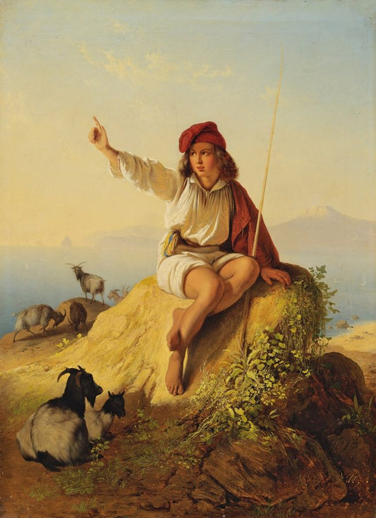 A Neapolitan Shepherd, vintage artwork by Karl von Neff, A3 (16x12") Poster Print