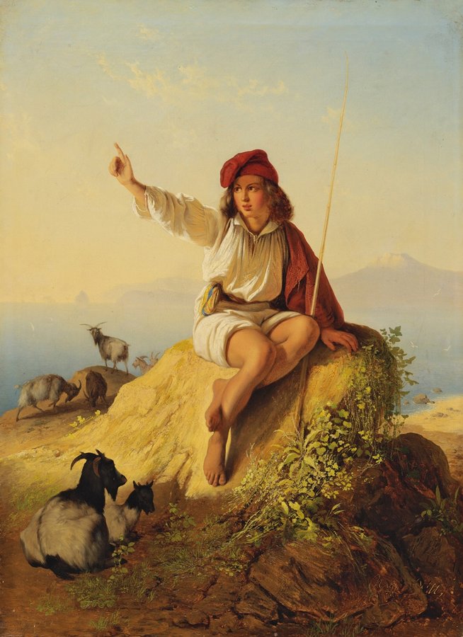 A Neapolitan Shepherd, vintage artwork by Karl von Neff, A3 (16x12