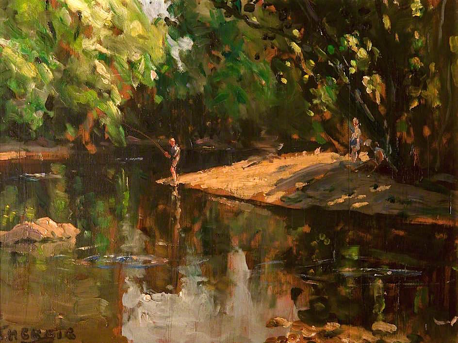 Fishing on the River Dun by James Humbert Craig,16x12(A3) Poster