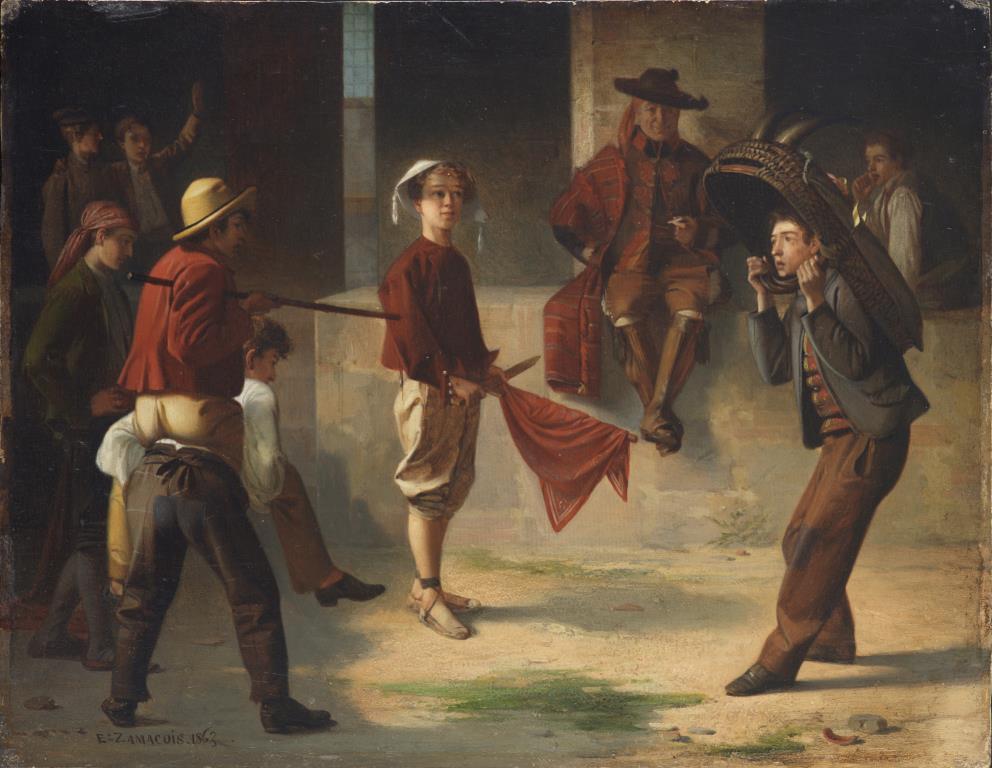 Children Playing Bullfighting, vintage artwork by Eduardo Zamacois y Zabala, 12x8" (A4) Poster