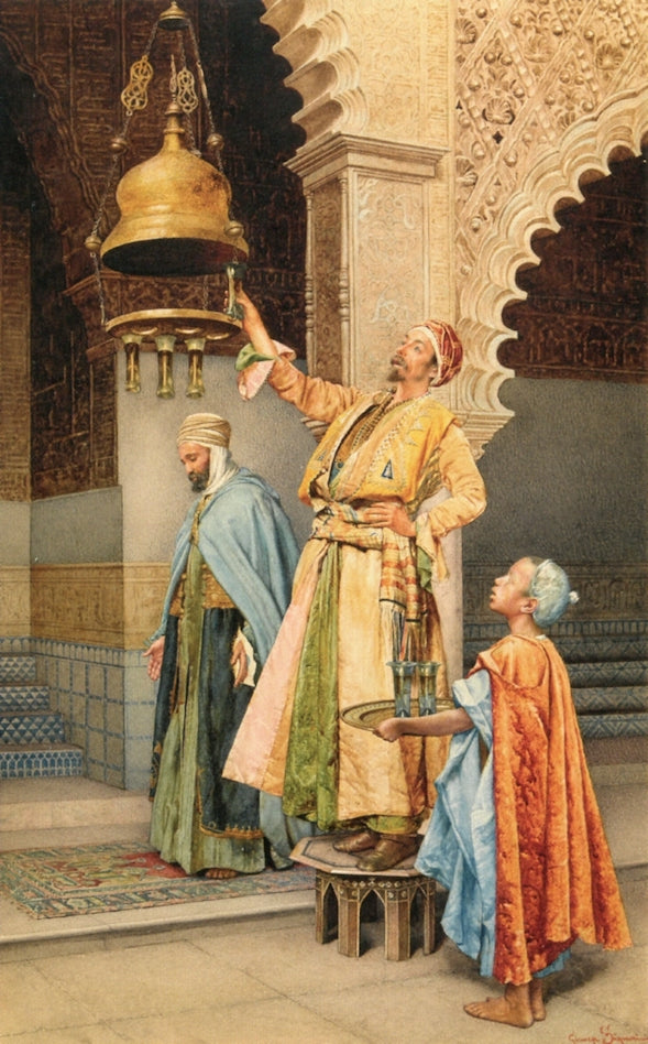 Lighting the Lamps at a Mosque by Giuseppe Signorini,A3(16x12")Poster