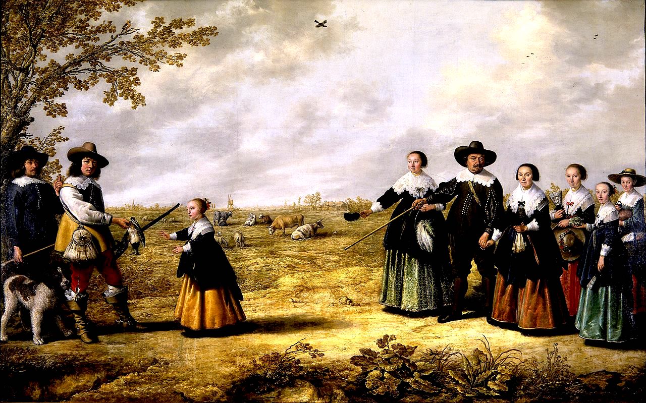 Portrait of a Family in a Landscape, vintage artwork by Aelbert Cuyp, 12x8" (A4) Poster