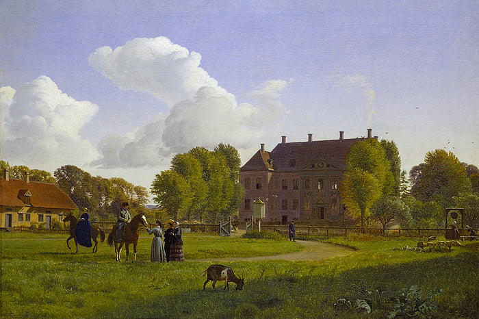Nysø Estate on a Clear Autumn Day, vintage artwork by Peter Christian Skovgaard, A3 (16x12") Poster Print