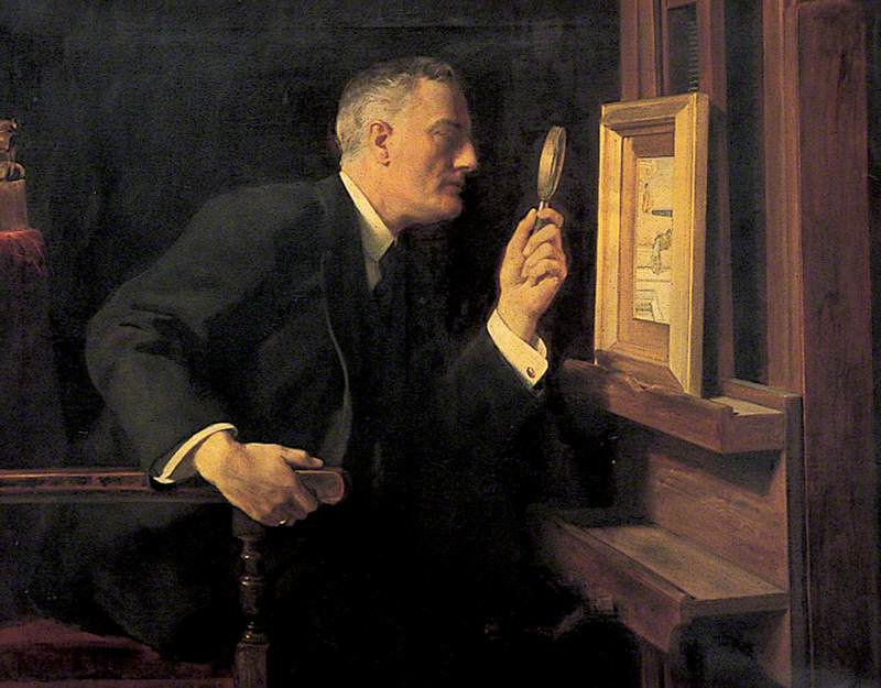 The Connoisseur, Reginald Barrett, vintage artwork by Attributed to John Maler Collier, 12x8" (A4) Poster
