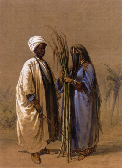 An Egyptian Man and His Wife, vintage artwork by Count Amadeo Preziosi, A3 (16x12") Poster Print