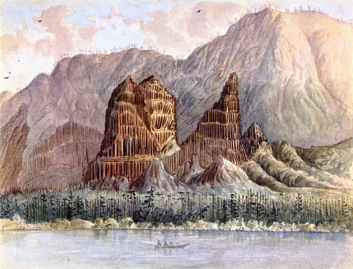 Cascades, Columbia River below the Rapids, vintage artwork by James Madison Alden, 12x8" (A4) Poster