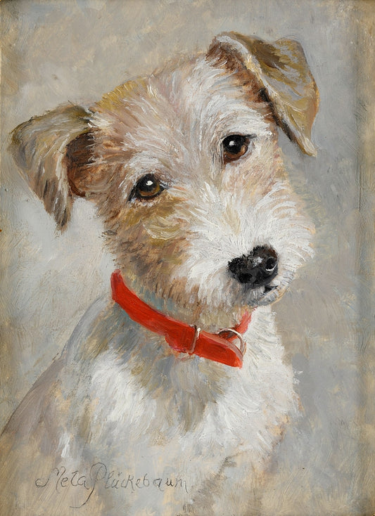 Terrier puppy, vintage artwork by Meta Plückebaum, 12x8" (A4) Poster
