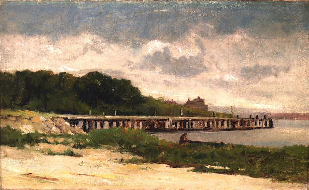 Landscape with Pier, vintage artwork by Edward Mitchell Bannister, 12x8" (A4) Poster