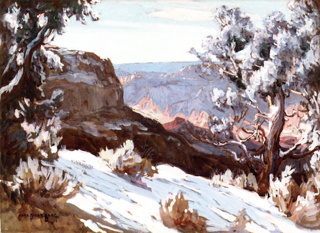 Winter Day at the Grand Canyon, vintage artwork by Carl Oscar Borg, 12x8" (A4) Poster