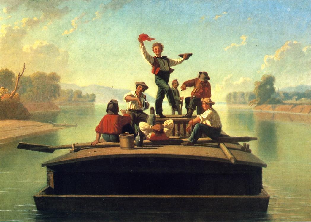 The Jolly Flatboatmen (2nd version), vintage artwork by George Caleb Bingham, A3 (16x12") Poster Print
