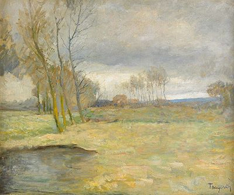 Flatlands with Poplars by Carl Tragardh,A3(16x12")Poster