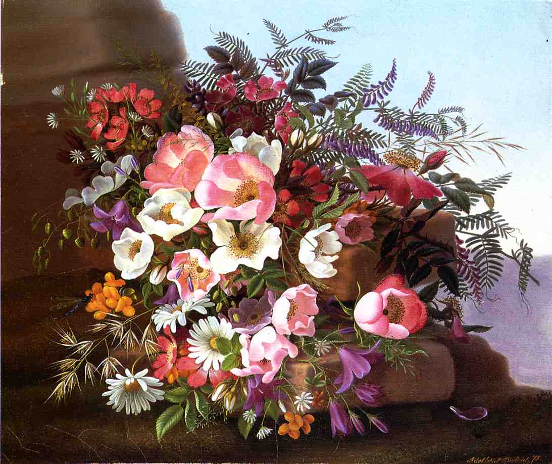 Wildflowers, vintage artwork by Adelheid Dietrich, 12x8" (A4) Poster