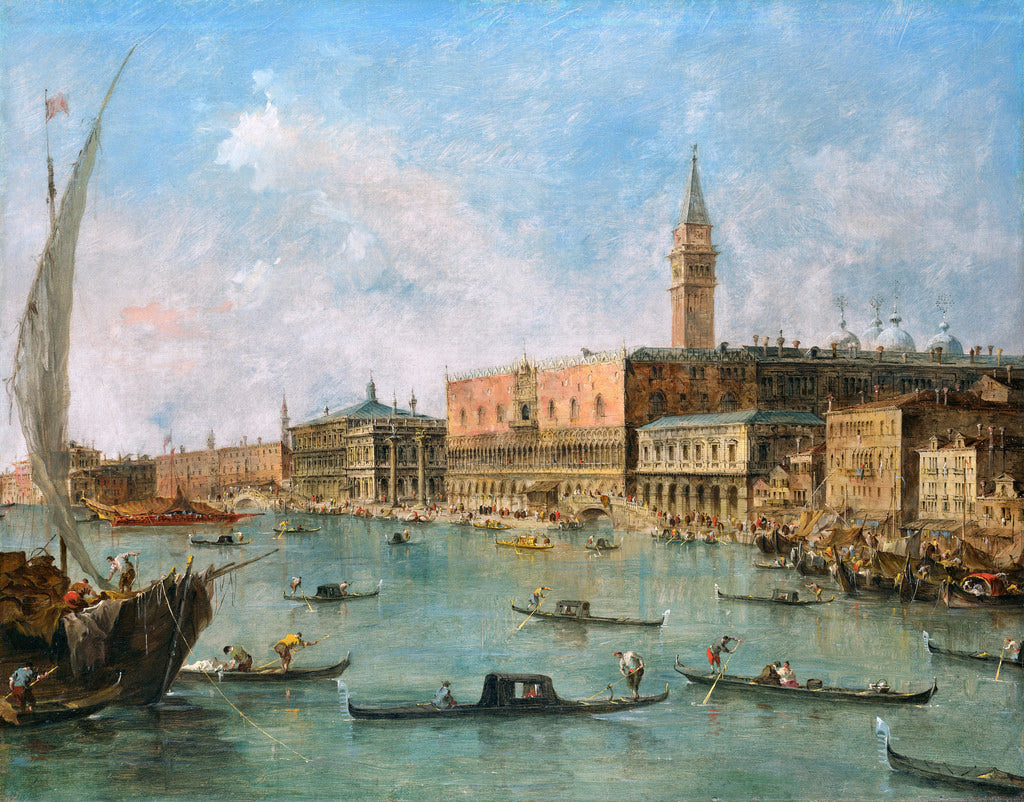 The Doge's Palace and the Molo, vintage artwork by Francesco Guardi, 12x8" (A4) Poster