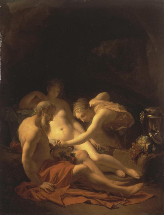 Lot and his Daughters, vintage artwork by Adriaen van der Werff, 12x8" (A4) Poster