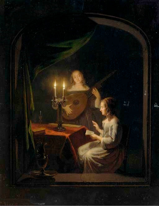 A concert by  candlelight, vintage artwork by Johannes Rosierse, A3 (16x12") Poster Print