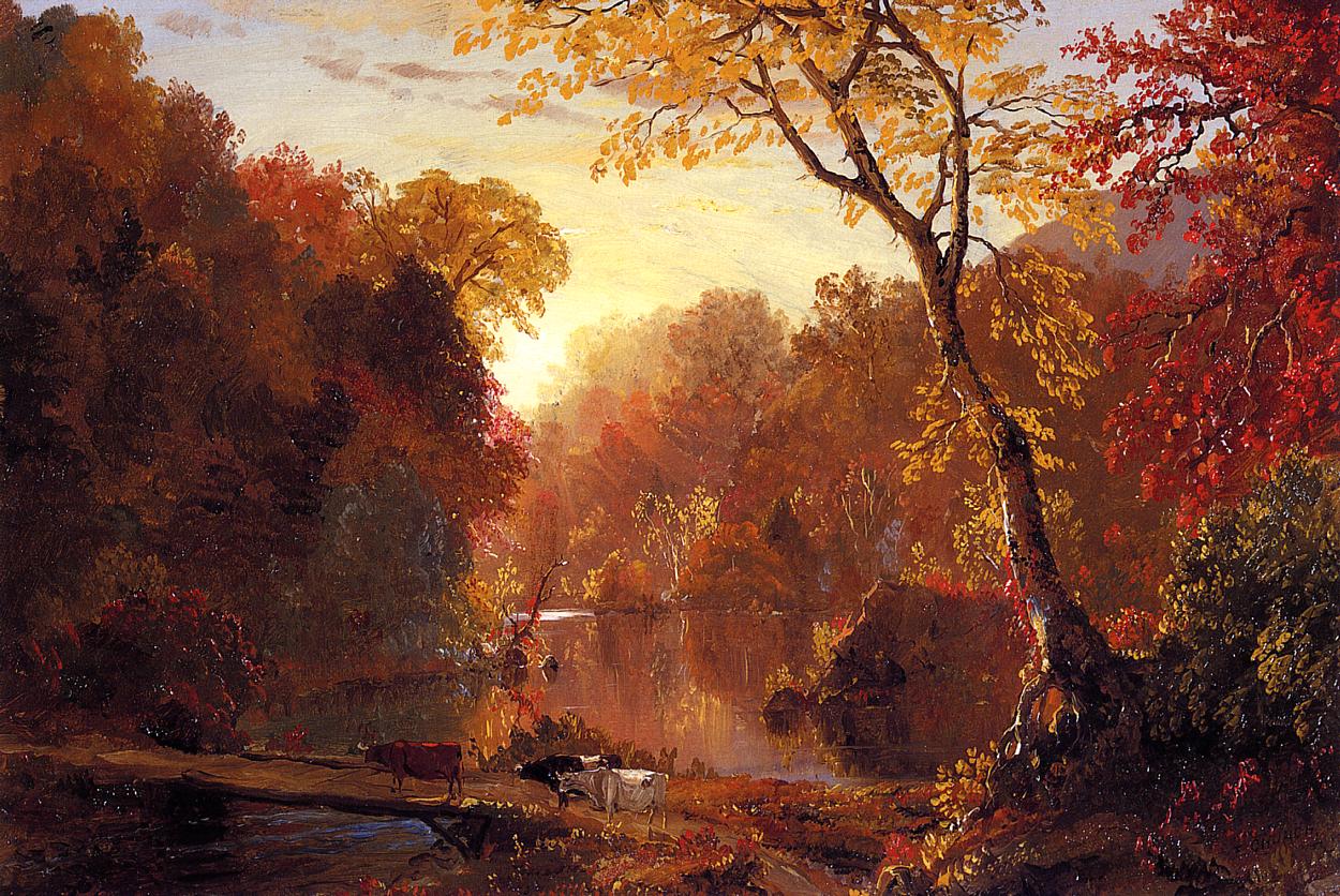 Autumn in North America, vintage artwork by Frederic Edwin Church, 12x8" (A4) Poster