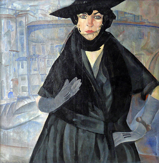Lady in Black, vintage artwork by Boris Grigoriev, 12x8" (A4) Poster