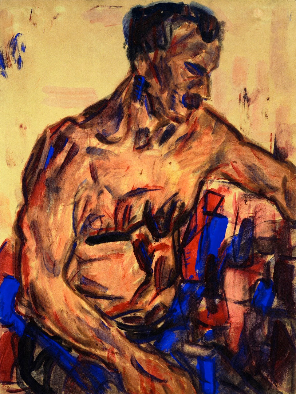 Half Nude Male, vintage artwork by Christian Rohlfs, 12x8" (A4) Poster
