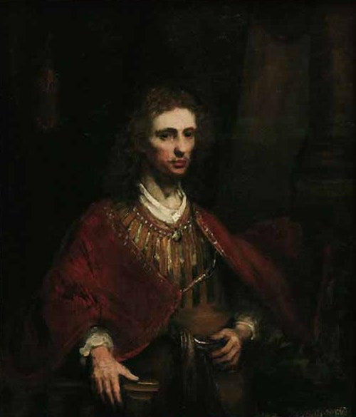 Portrait of a Man in a Red Cloak, vintage artwork by Attributed to Aert de Gelder, 12x8" (A4) Poster