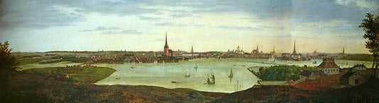 View over Stockholm from Kungsklippan, vintage artwork by Cornelis van der Meulen, 12x8" (A4) Poster