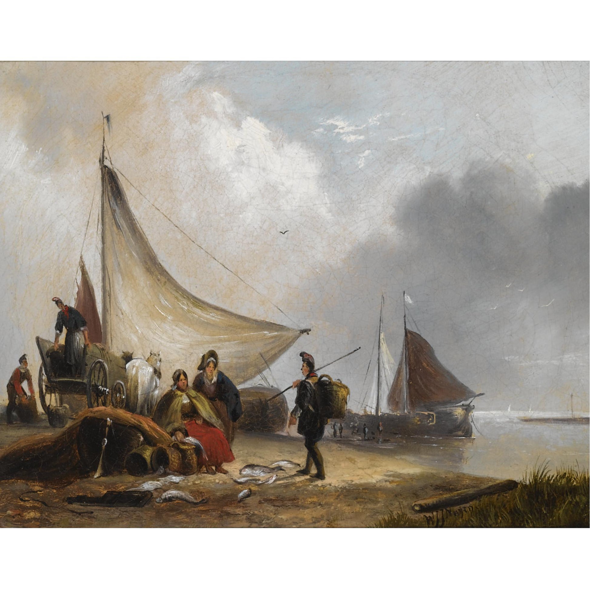 Figures on the Coast of Walcheren, vintage artwork by Wynand Johannes Joseph Nuyen, A3 (16x12") Poster Print
