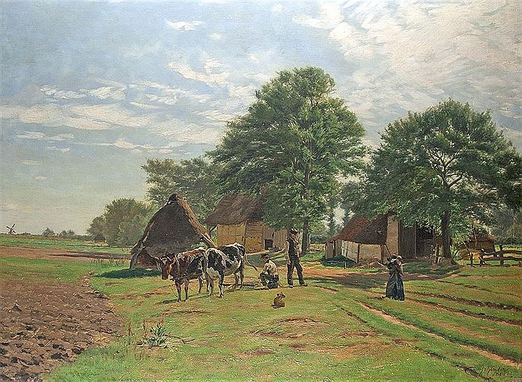 Homestead in the monastery Berßen in Meppen, vintage artwork by August Schluter, 12x8" (A4) Poster