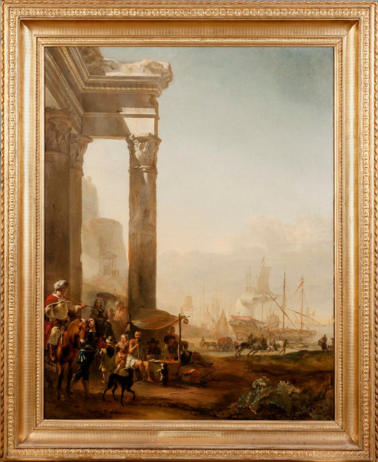 Harbour with Antique Ruins, vintage artwork by Jan Baptist Weenix, 12x8" (A4) Poster
