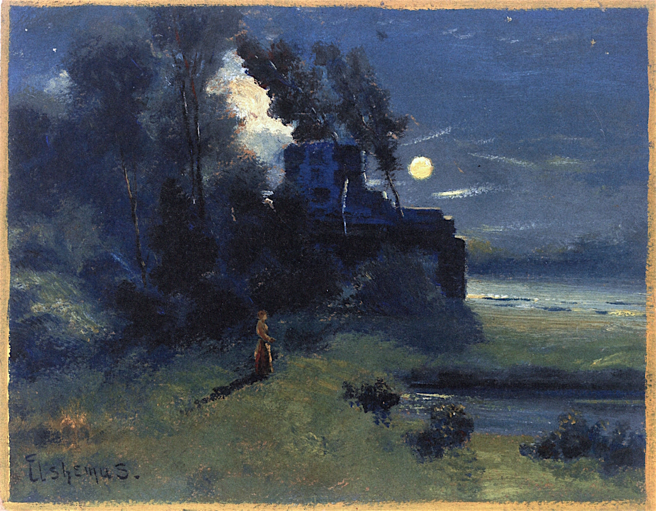 Girl in Moonlight by Louis M. Eilshemius,A3(16x12")Poster