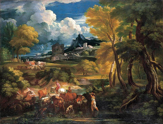 Bucolic Landscape, vintage artwork by Pieter Mulier the Younger, 12x8" (A4) Poster